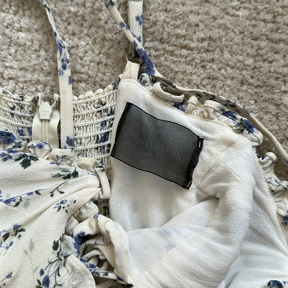 Reformation White and Blue Floral Mini Dress - Picture 5 of 6